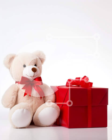 Intra Συλλεκτικό Ξύλινο Παζλ Plywood  4mm - Αρκουδάκι με κόκκινο κουτί δώρου Σε Ξύλινο Κουτί - Διαστάσεις Puzzle: 10x10 cm – 25 κομμάτια