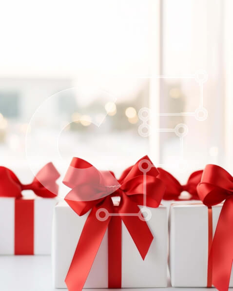 Intra Συλλεκτικό Ξύλινο Παζλ Plywood  4mm - Λευκά κουτιά δώρων με κόκκινες κορδέλες σε ένα τραπέζι Σε Ξύλινο Κουτί - Διαστάσεις: 10x10 cm – 25 κομμάτια