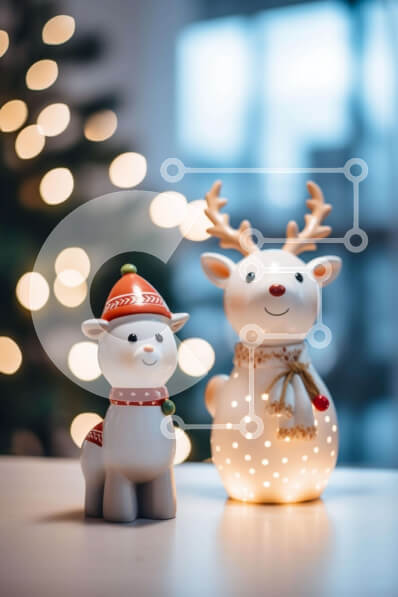 Intra Συλλεκτικό Ξύλινο Παζλ Plywood  4mm - Χριστουγεννιάτικα στολίδια με ειδώλια ταράνδου Σε Ξύλινο Κουτί - Διαστάσεις: 10x10 cm – 25 κομμάτια