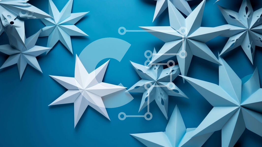 Intra Συλλεκτικό Ξύλινο Παζλ Plywood  4mm - Μπλε χάρτινα αστέρια Origami σε σχήμα αστεριού Σε Ξύλινο Κουτί - Διαστάσεις Puzzle: 10x10 cm – 25 κομμάτια