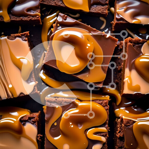 Σετ των 2 Intra Συλλεκτικό Ξύλινο Παζλ Plywood  4mm - Λαχταριστά Brownies σοκολάτας με λεία σάλτσα καραμέλας Σε Ξύλινο Κουτί - Διαστάσεις: 10x10 cm – 25 κομμάτια