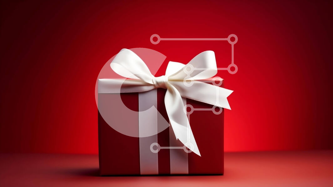 Intra Συλλεκτικό Ξύλινο Παζλ Plywood  4mm - Κόκκινο κουτί δώρου με λευκή κορδέλα σε πορτοκαλί φόντο Σε Ξύλινο Κουτί - Διαστάσεις: 10x10 cm – 25 κομμάτια