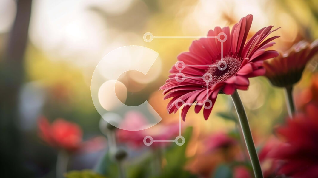 Intra Συλλεκτικό Ξύλινο Παζλ Plywood  4mm - Ζωντανό κόκκινο λουλούδι στον κήπο Σε Ξύλινο Κουτί - Διαστάσεις: 10x10 cm – 25 κομμάτια