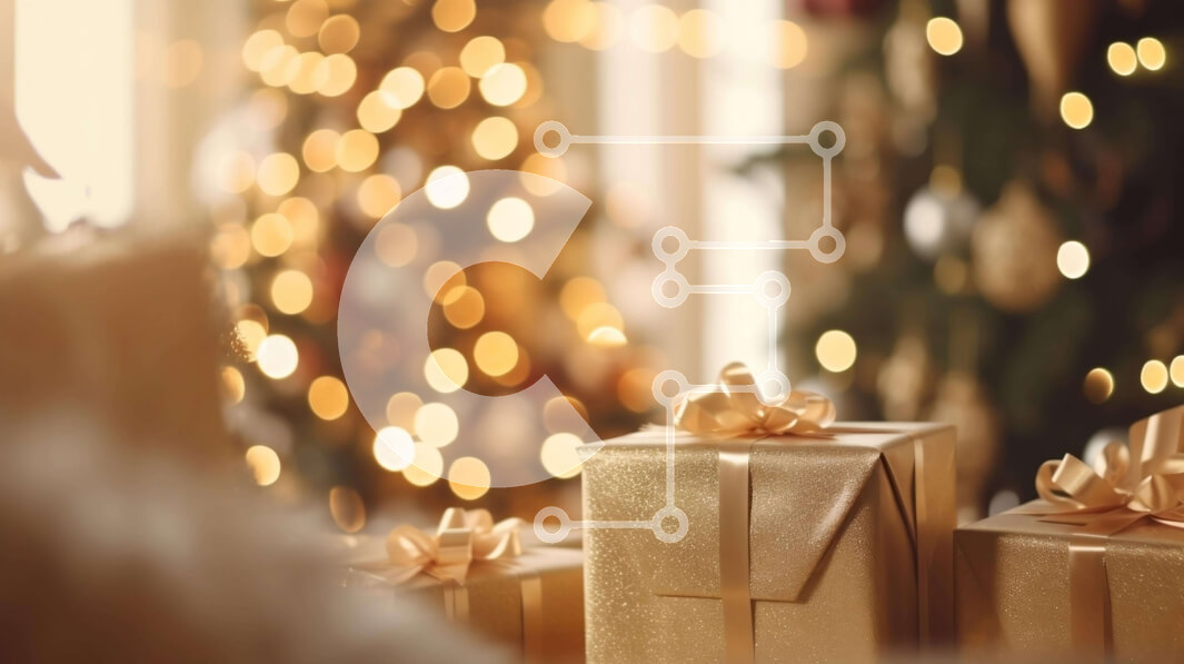 Intra Συλλεκτικό Ξύλινο Παζλ Plywood  4mm - Χρυσά κουτιά δώρων με φόντο το χριστουγεννιάτικο δέντρο Σε Ξύλινο Κουτί - Διαστάσεις: 10x10 cm – 25 κομμάτια