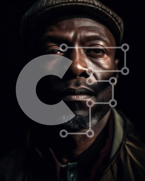 Intra Συλλεκτικό Ξύλινο Παζλ Plywood  4mm - Σοβαρός μαύρος με καπέλο και σακάκι που κοιτάζει κατευθείαν την κάμερα Σε Ξύλινο Κουτί - Διαστάσεις Puzzle: 10x10 cm – 25 κομμάτια