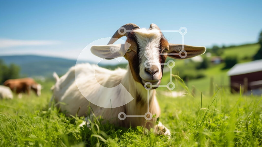 Σετ των 2 Intra Συλλεκτικό Ξύλινο Παζλ Plywood  4mm - Λευκή και καφέ κατσίκα στη χλόη Σε Ξύλινο Κουτί - Διαστάσεις: 10x10 cm – 25 κομμάτια