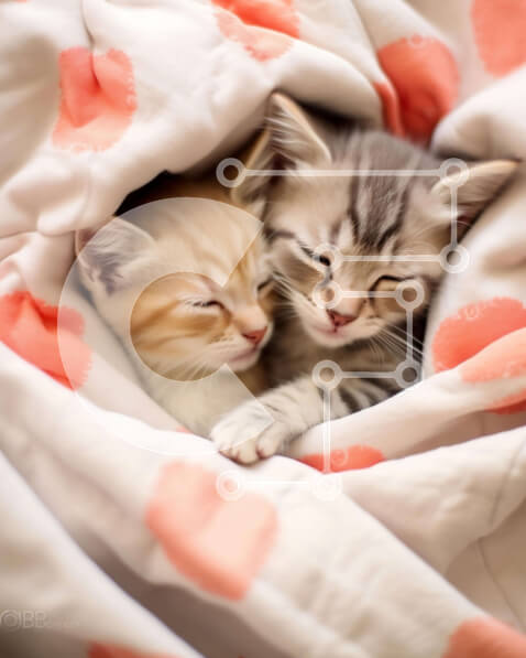 Σετ των 2 Intra Συλλεκτικό Ξύλινο Παζλ Plywood  4mm - Δύο γατάκια στριμωγμένα σε μια κουβέρτα Σε Ξύλινο Κουτί - Διαστάσεις: 10x10 cm – 25 κομμάτια