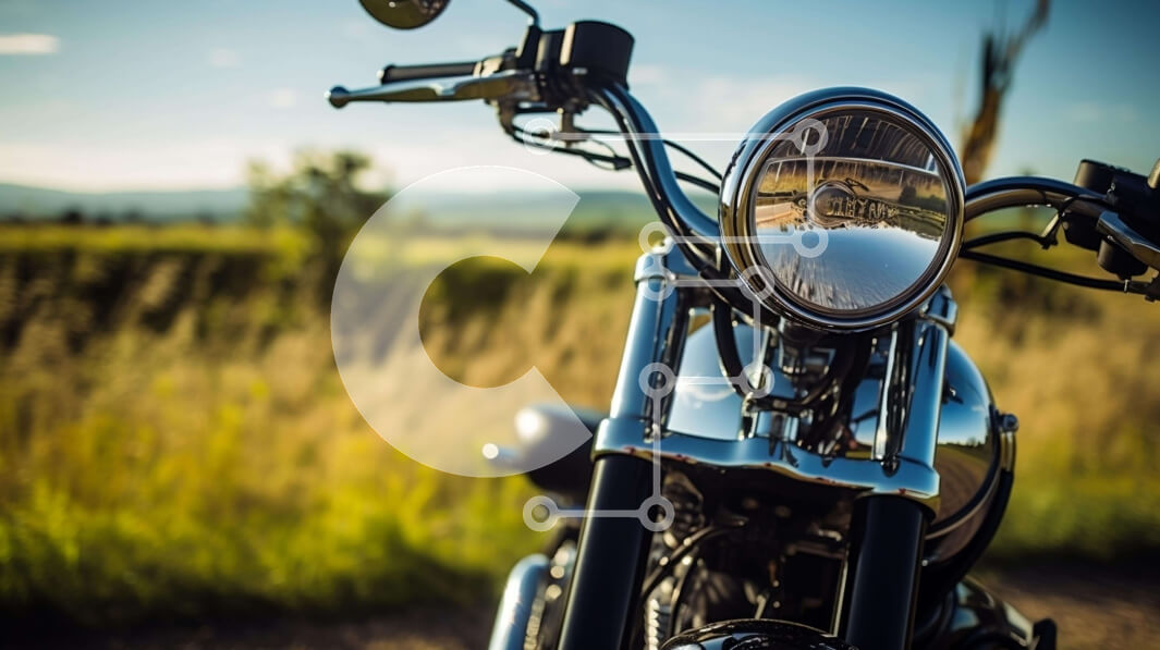 Intra Συλλεκτικό Ξύλινο Παζλ Plywood  4mm - Κοντινή όψη της μοτοσικλέτας με ψηλό γρασίδι Σε Ξύλινο Κουτί - Διαστάσεις Puzzle: 10x10 cm – 25 κομμάτια