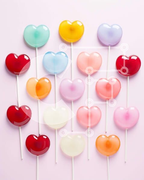 Intra Συλλεκτικό Ξύλινο Παζλ Plywood  4mm - Πολύχρωμα γλειφιτζούρια σε σχήμα καρδιάς το ένα πάνω στο άλλο Σε Ξύλινο Κουτί - Διαστάσεις Puzzle: 10x10 cm – 25 κομμάτια