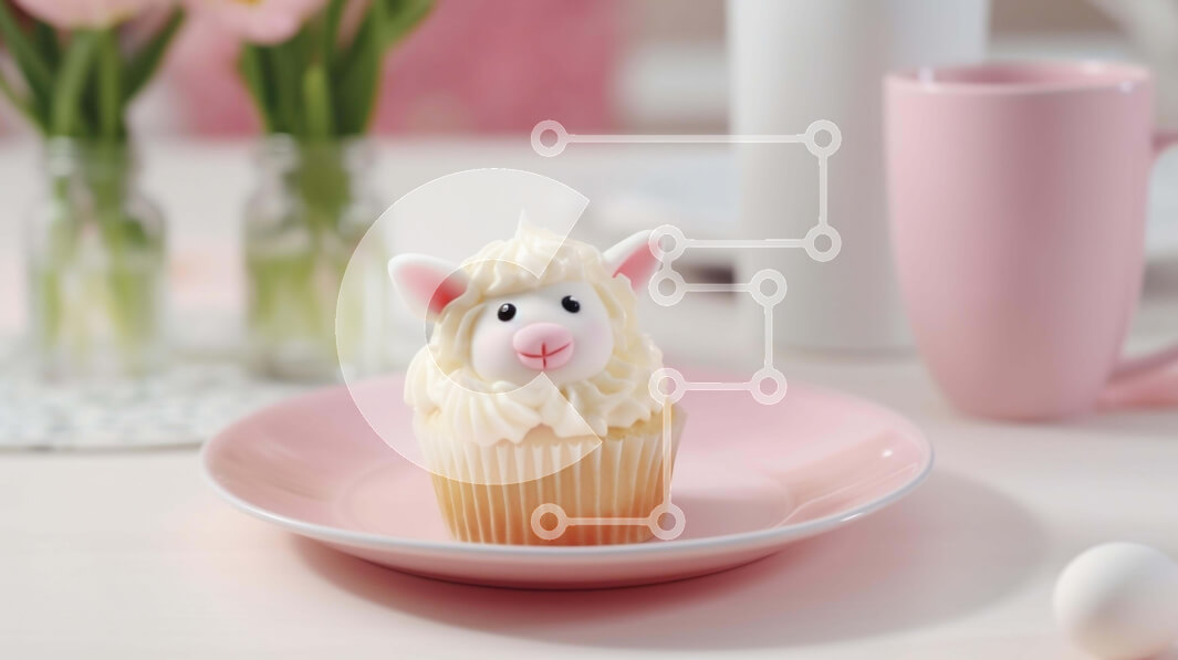 Σετ των 2 Intra Συλλεκτικό Ξύλινο Παζλ Plywood  4mm - Cupcake με πασχαλινό θέμα με καφέ σε ροζ πιάτο Σε Ξύλινο Κουτί - Διαστάσεις: 10x10 cm – 25 κομμάτια