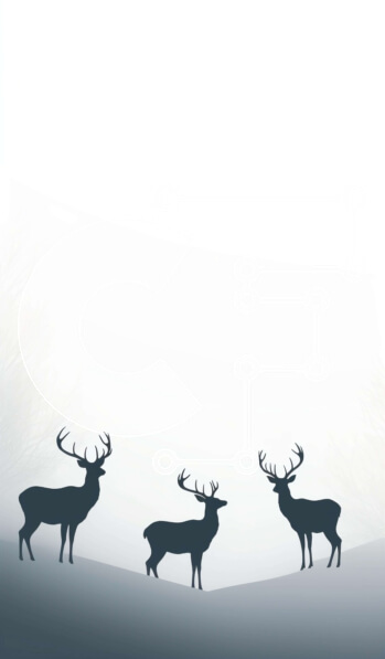 Σετ των 2 Intra Συλλεκτικό Ξύλινο Παζλ Plywood  4mm - Τέσσερις σιλουέτες ελαφιών σε ένα χειμερινό τοπίο Σε Ξύλινο Κουτί - Διαστάσεις: 10x10 cm – 25 κομμάτια