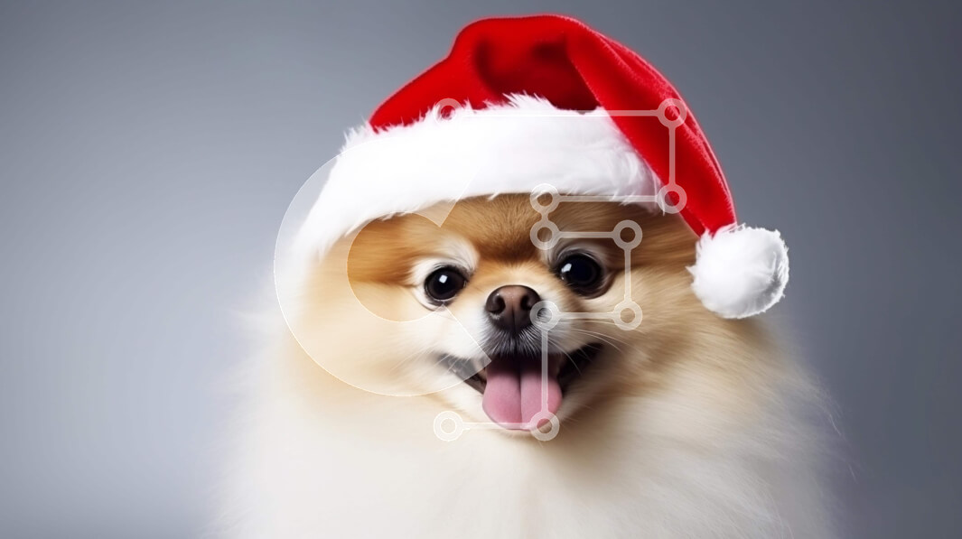 Σετ των 2 Intra Συλλεκτικό Ξύλινο Παζλ Plywood  4mm - Χαμογελαστός σκύλος Pomeranian με το καπέλο του Άγιου Βασίλη Σε Ξύλινο Κουτί - Διαστάσεις: 10x10 cm – 25 κομμάτια