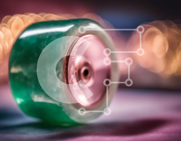 Intra Συλλεκτικό Ξύλινο Παζλ Plywood  4mm - Πράσινος τροχός σκέιτμπορντ σε μπλε επιφάνεια Σε Ξύλινο Κουτί - Διαστάσεις Puzzle: 10x10 cm – 25 κομμάτια