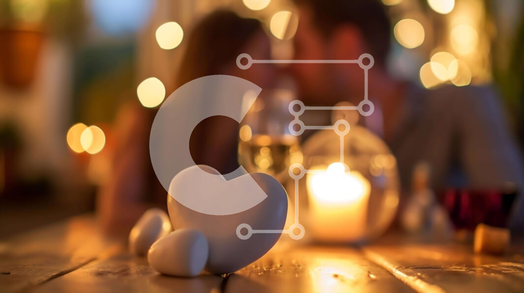 Intra Συλλεκτικό Ξύλινο Παζλ Plywood  4mm - Ρομαντικό δείπνο με ένα ζευγάρι που φιλιέται Σε Ξύλινο Κουτί - Διαστάσεις Puzzle: 10x10 cm – 25 κομμάτια