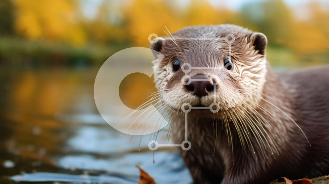 Intra Συλλεκτικό Ξύλινο Παζλ Plywood  4mm - Καφέ βίδρα στο νερό κοιτάζοντας ψηλά στην κάμερα Σε Ξύλινο Κουτί - Διαστάσεις: 10x10 cm – 25 κομμάτια