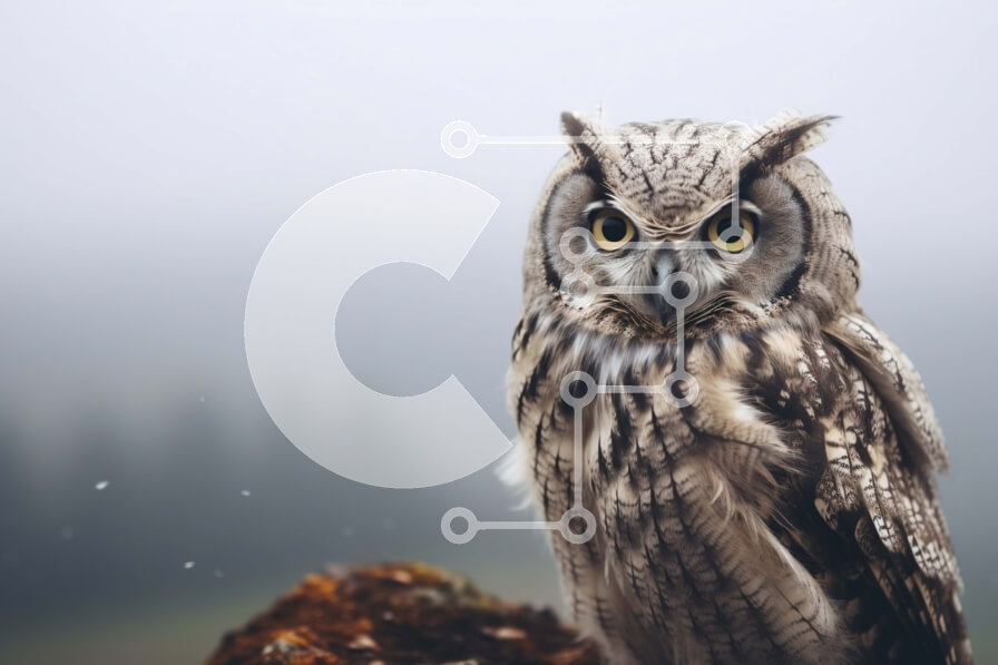 Σετ των 2 Intra Συλλεκτικό Ξύλινο Παζλ Plywood  4mm - Κουκουβάγια που κάθεται σε έναν βράχο σε ένα δάσος Σε Ξύλινο Κουτί - Διαστάσεις: 10x10 cm – 25 κομμάτια