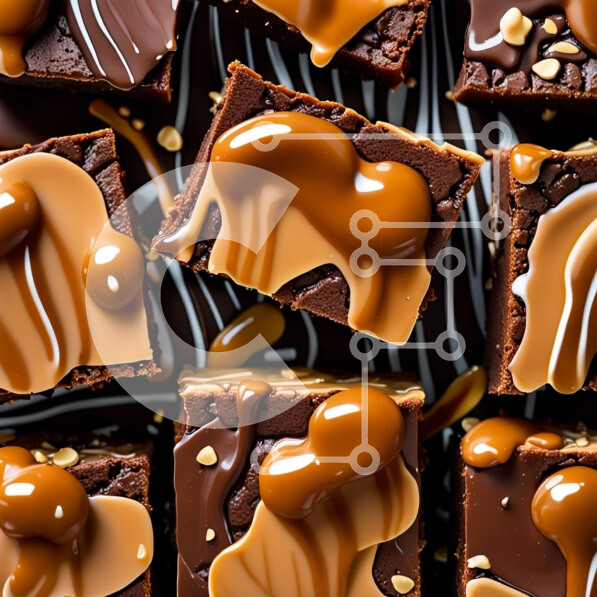 Σετ των 2 Intra Συλλεκτικό Ξύλινο Παζλ Plywood  4mm - Δελεαστική εικόνα από μπράουνις σοκολάτας με σάλτσα καραμέλας Σε Ξύλινο Κουτί - Διαστάσεις: 10x10 cm – 25 κομμάτια