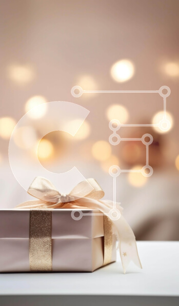 Intra Συλλεκτικό Ξύλινο Παζλ Plywood  4mm - Κομψό χρυσό κουτί δώρου με πολύχρωμα φώτα Bokeh Σε Ξύλινο Κουτί - Διαστάσεις Puzzle: 10x10 cm – 25 κομμάτια