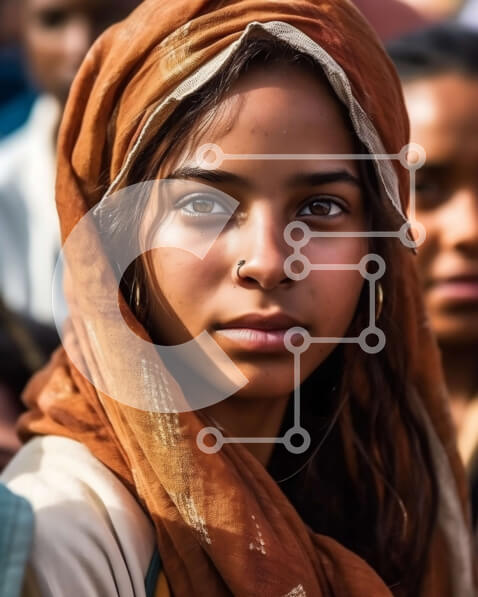 Intra Συλλεκτικό Ξύλινο Παζλ Plywood  4mm - Πορτρέτο μιας νεαρής γυναίκας που φορά μια καφέ μαντίλα Σε Ξύλινο Κουτί - Διαστάσεις Puzzle: 10x10 cm – 25 κομμάτια