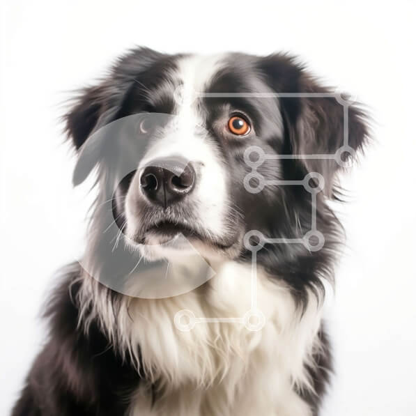 Intra Συλλεκτικό Ξύλινο Παζλ Plywood  4mm - Εκπληκτική εικόνα ενός σοβαρού ασπρόμαυρου σκύλου με αφράτο τρίχωμα Σε Ξύλινο Κουτί - Διαστάσεις: 10x10 cm – 25 κομμάτια