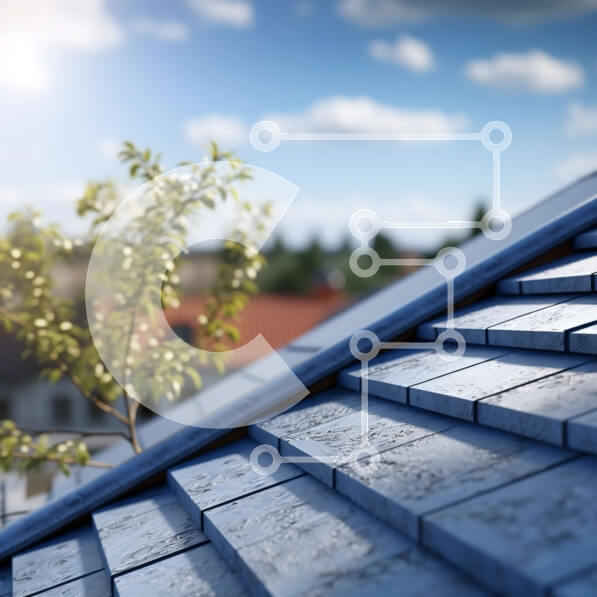 Intra Συλλεκτικό Ξύλινο Παζλ Plywood  4mm - Μπλε στέγη με ασφάλτινο έρπητα ζωστήρα Σε Ξύλινο Κουτί - Διαστάσεις Puzzle: 10x10 cm – 25 κομμάτια