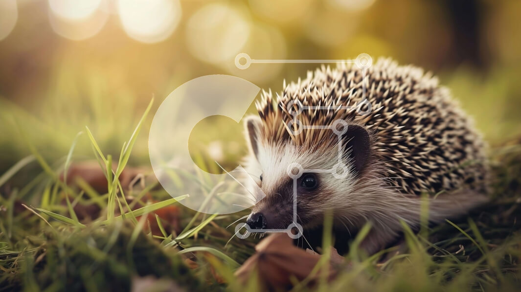 Intra Συλλεκτικό Ξύλινο Παζλ Plywood  4mm - Χαριτωμένος σκαντζόχοιρος στο γρασίδι Σε Ξύλινο Κουτί - Διαστάσεις: 10x10 cm – 25 κομμάτια