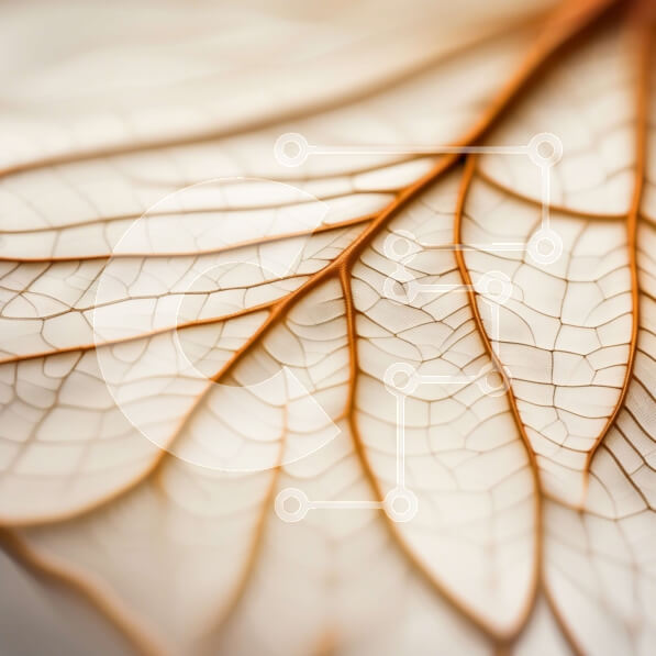 Intra Συλλεκτικό Ξύλινο Παζλ Plywood  4mm - Όμορφη κοντινή εικόνα ενός ανοιχτού καφέ φύλλου με περίπλοκες φλέβες Σε Ξύλινο Κουτί - Διαστάσεις: 10x10 cm – 25 κομμάτια