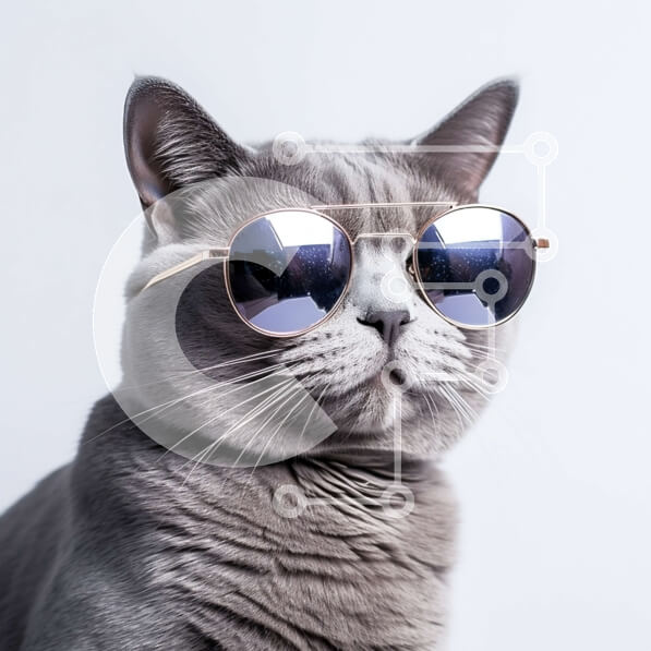 Intra Συλλεκτικό Ξύλινο Παζλ Plywood  4mm - Cool Cat: Grey Feline φοράει γυαλιά ηλίου Σε Ξύλινο Κουτί - Διαστάσεις: 10x10 cm – 25 κομμάτια