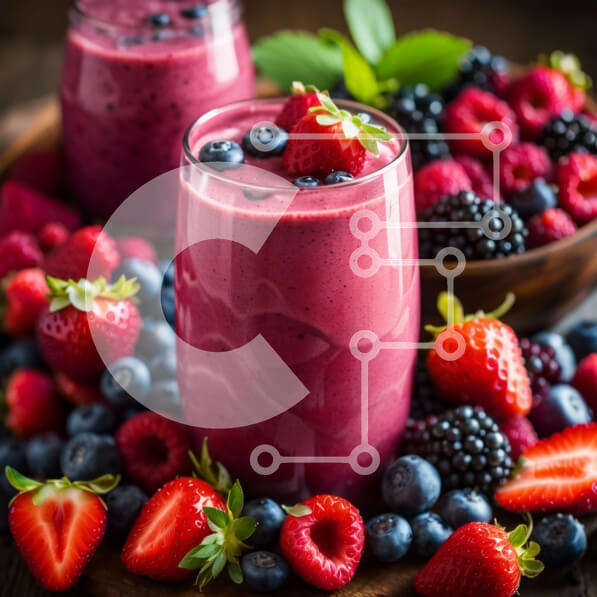 Σετ των 2 Intra Συλλεκτικό Ξύλινο Παζλ Plywood  4mm - Νόστιμο και υγιεινό φρέσκο ​​Smoothie με μούρα σε ξύλινο τραπέζι Σε Ξύλινο Κουτί - Διαστάσεις: 10x10 cm – 25 κομμάτια