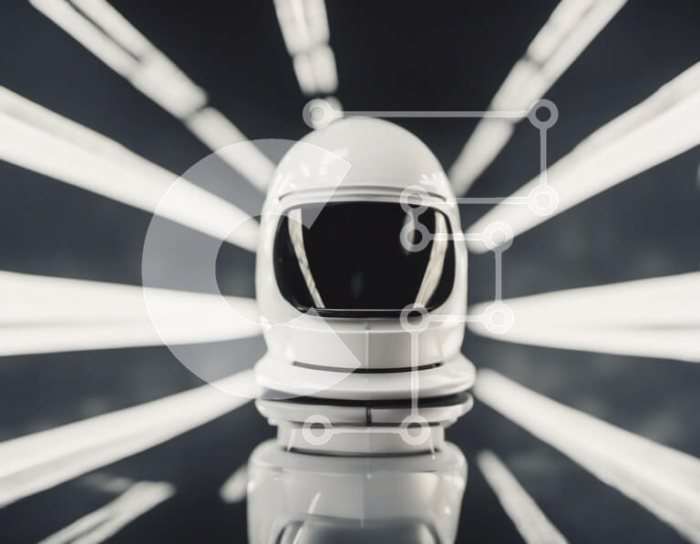 Intra Συλλεκτικό Ξύλινο Παζλ Plywood  4mm - Λευκό κράνος διαστημικού σκάφους σε φωτισμένη επιφάνεια Σε Ξύλινο Κουτί - Διαστάσεις Puzzle: 10x10 cm – 25 κομμάτια