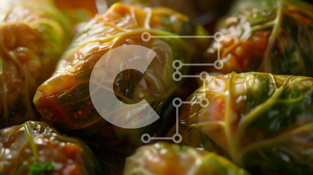 Σετ των 2 Intra Συλλεκτικό Ξύλινο Παζλ Plywood  4mm - Κοντινό πλάνο ρολά λάχανου με μπρόκολο και καρότα Σε Ξύλινο Κουτί - Διαστάσεις: 10x10 cm – 25 κομμάτια