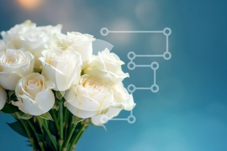 Intra Συλλεκτικό Ξύλινο Παζλ Plywood  4mm - Όμορφη εικόνα λευκών τριαντάφυλλων σε μπλε φόντο Σε Ξύλινο Κουτί - Διαστάσεις: 10x10 cm – 25 κομμάτια