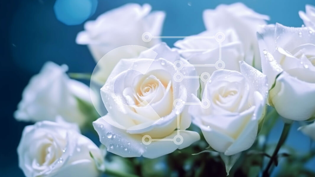 Intra Συλλεκτικό Ξύλινο Παζλ Plywood  4mm - Όμορφη εικόνα λευκών τριαντάφυλλων σε ζωντανό μπλε φόντο Σε Ξύλινο Κουτί - Διαστάσεις Puzzle: 10x10 cm – 25 κομμάτια