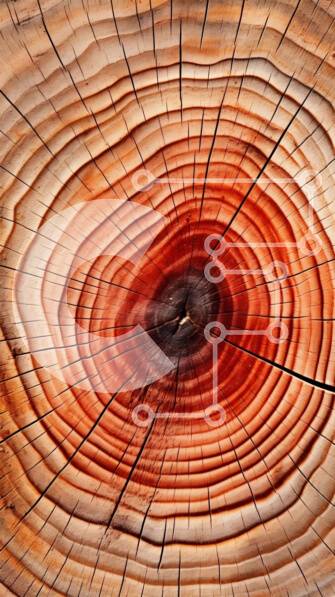 Σετ των 2 Intra Συλλεκτικό Ξύλινο Παζλ Plywood  4mm - Κοντινό πλάνο ενός κορμού δέντρου με κυκλικούς δακτυλίους Σε Ξύλινο Κουτί - Διαστάσεις: 10x10 cm – 25 κομμάτια