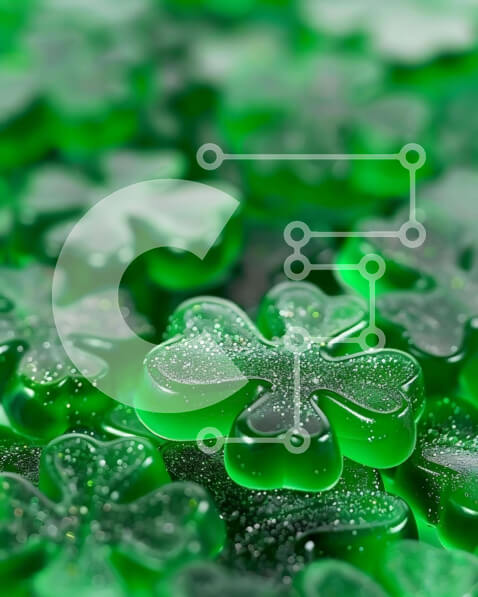 Σετ των 2 Intra Συλλεκτικό Ξύλινο Παζλ Plywood  4mm - Κοντινό πλάνο Green Gummy Bears με Glitter Σε Ξύλινο Κουτί - Διαστάσεις: 10x10 cm – 25 κομμάτια