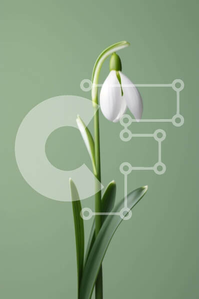 Σετ των 2 Intra Συλλεκτικό Ξύλινο Παζλ Plywood  4mm - Λευκό λουλούδι χιονοστιβάδας με πράσινα φύλλα Σε Ξύλινο Κουτί - Διαστάσεις: 10x10 cm – 25 κομμάτια