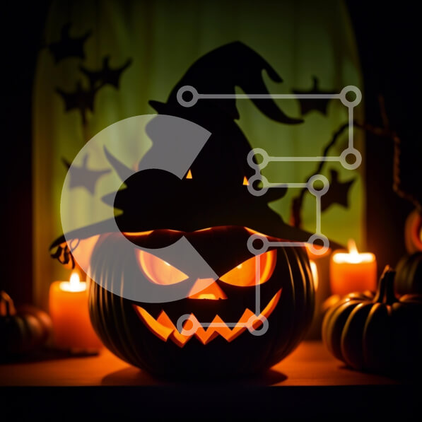 Intra Συλλεκτικό Ξύλινο Παζλ Plywood  4mm - Spooky Halloween Decoration - Scary Jack-o-lantern με αναμμένο κερί Σε Ξύλινο Κουτί - Διαστάσεις: 10x10 cm – 25 κομμάτια