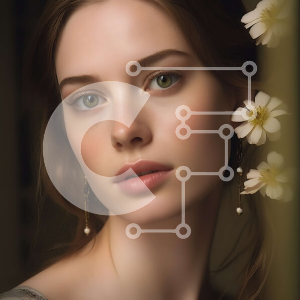 Σετ των 2 Intra Συλλεκτικό Ξύλινο Παζλ Plywood  4mm - Εκπληκτικό πορτρέτο μιας γυναίκας με μακριά καστανά μαλλιά και καστανά μάτια Σε Ξύλινο Κουτί - Διαστάσεις: 10x10 cm – 25 κομμάτια