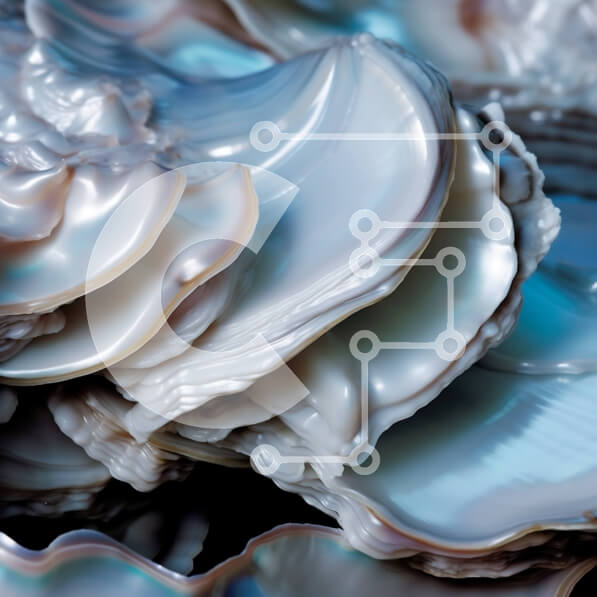 Σετ των 2 Intra Συλλεκτικό Ξύλινο Παζλ Plywood  4mm - Κοντινή όψη των κοχυλιών στρειδιών σε μαύρο φόντο Σε Ξύλινο Κουτί - Διαστάσεις: 10x10 cm – 25 κομμάτια