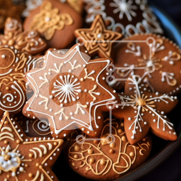 Σετ των 2 Intra Συλλεκτικό Ξύλινο Παζλ Plywood  4mm - Πιάτο με διακοσμημένα μπισκότα μελόψωμο Σε Ξύλινο Κουτί - Διαστάσεις: 10x10 cm – 25 κομμάτια