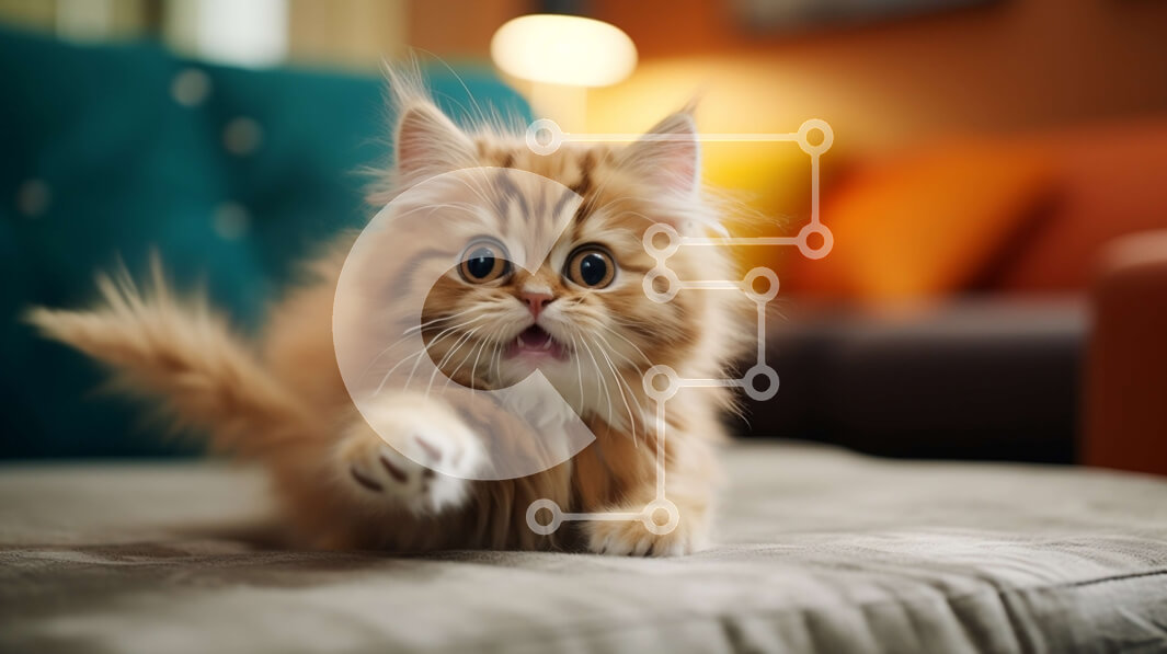 Intra Συλλεκτικό Ξύλινο Παζλ Plywood  4mm - Αφράτη πορτοκαλί γάτα που κάθεται σε έναν καναπέ σε ένα σαλόνι Σε Ξύλινο Κουτί - Διαστάσεις: 10x10 cm – 25 κομμάτια