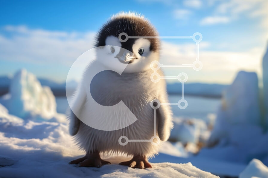 Σετ των 2 Intra Συλλεκτικό Ξύλινο Παζλ Plywood  4mm - Χαριτωμένος πιγκουίνος σε ένα χιονισμένο βουνό Σε Ξύλινο Κουτί - Διαστάσεις: 10x10 cm – 25 κομμάτια