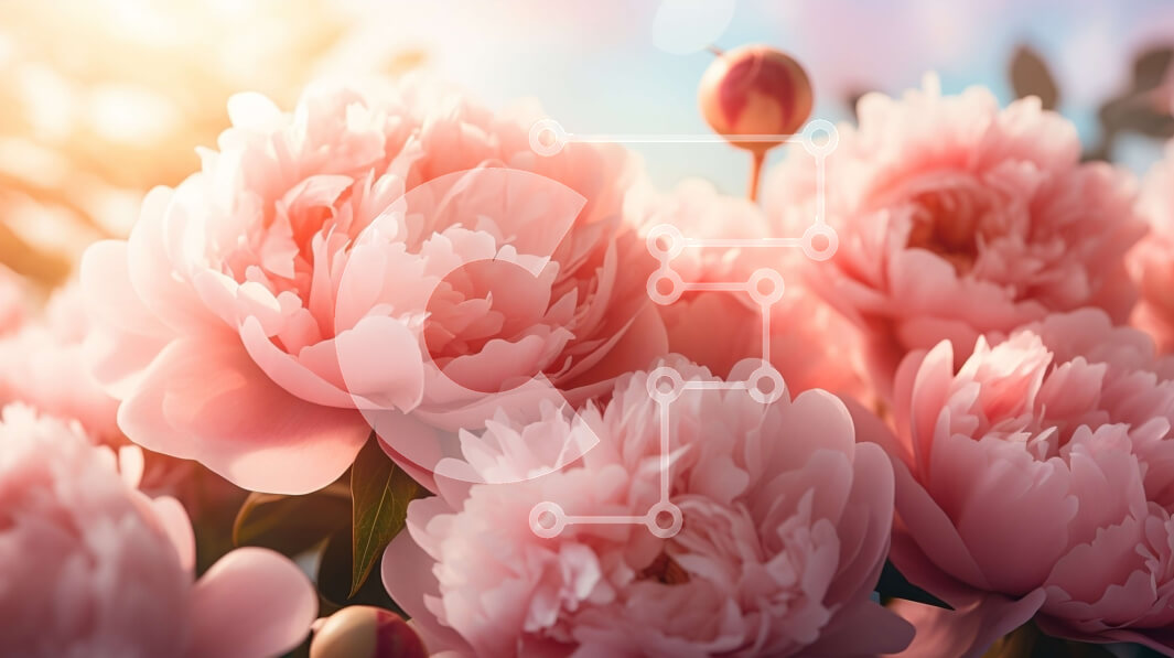 Intra Συλλεκτικό Ξύλινο Παζλ Plywood  4mm - Ροζ μπουκέτο παιώνιας που ανθίζει την άνοιξη Σε Ξύλινο Κουτί - Διαστάσεις: 10x10 cm – 25 κομμάτια