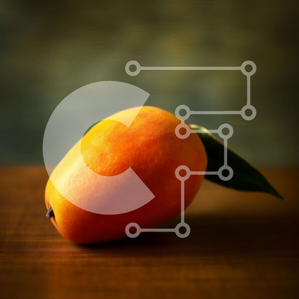 Σετ των 2 Intra Συλλεκτικό Ξύλινο Παζλ Plywood  4mm - Φρέσκο ​​ώριμο μάνγκο σε ένα ξύλινο τραπέζι Σε Ξύλινο Κουτί - Διαστάσεις: 10x10 cm – 25 κομμάτια