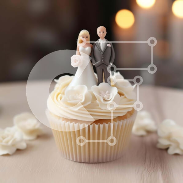 Intra Συλλεκτικό Ξύλινο Παζλ Plywood  4mm - Γαμήλιο Cupcake Topper με ειδώλια νύφης και γαμπρού Σε Ξύλινο Κουτί - Διαστάσεις: 10x10 cm – 25 κομμάτια