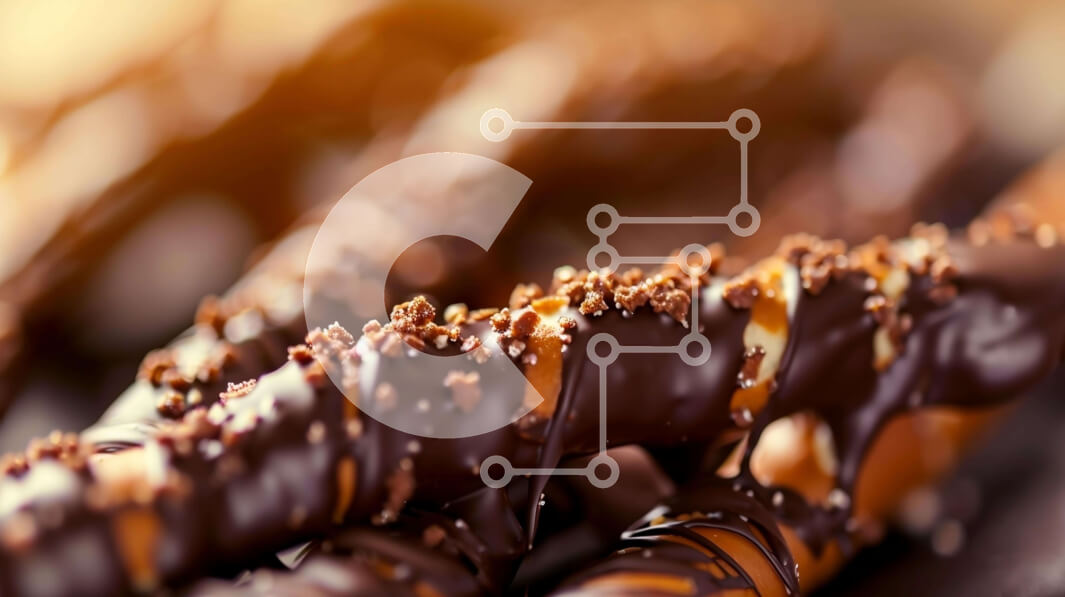 Σετ των 2 Intra Συλλεκτικό Ξύλινο Παζλ Plywood  4mm - Κοντινό πλάνο κουλούρια καλυμμένα με σοκολάτα με ψεκασμούς Σε Ξύλινο Κουτί - Διαστάσεις: 10x10 cm – 25 κομμάτια