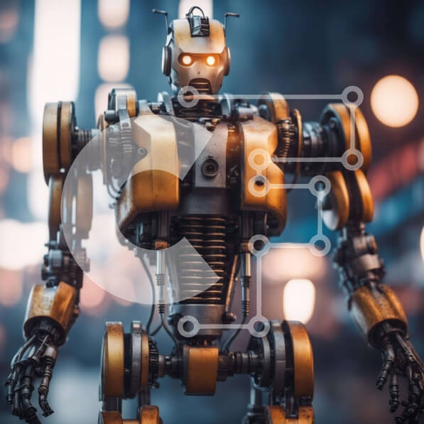 Intra Συλλεκτικό Ξύλινο Παζλ Plywood  4mm - Ρομπότ με τεχνολογία AI σε αστικό δρόμο Σε Ξύλινο Κουτί - Διαστάσεις Puzzle: 10x10 cm – 25 κομμάτια