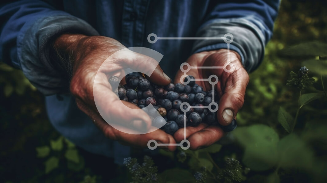 Σετ των 2 Intra Συλλεκτικό Ξύλινο Παζλ Plywood  4mm - Ζουμερά και φρέσκα βατόμουρα στα χέρια ενός ατόμου Σε Ξύλινο Κουτί - Διαστάσεις: 10x10 cm – 25 κομμάτια