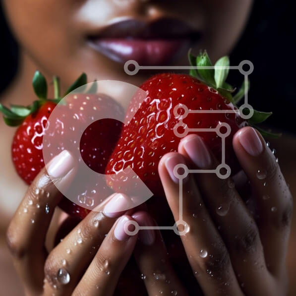 Σετ των 2 Intra Συλλεκτικό Ξύλινο Παζλ Plywood  4mm - Φρέσκες και ζουμερές φράουλες που κρατούνται από τα χέρια μιας γυναίκας Σε Ξύλινο Κουτί - Διαστάσεις: 10x10 cm – 25 κομμάτια