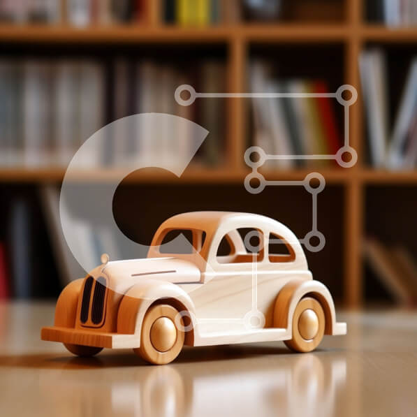 Intra Συλλεκτικό Ξύλινο Παζλ Plywood  4mm - Vintage ξύλινο αυτοκίνητο παιχνιδιών σε τραπέζι σε μελέτη ή βιβλιοθήκη Σε Ξύλινο Κουτί - Διαστάσεις Puzzle: 10x10 cm – 25 κομμάτια